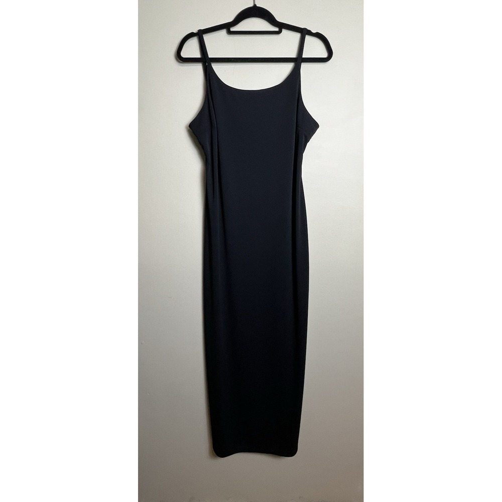 90s Black Maxi Cocktail Dress Size Large Minimalist Party Wedding Guest USA Made